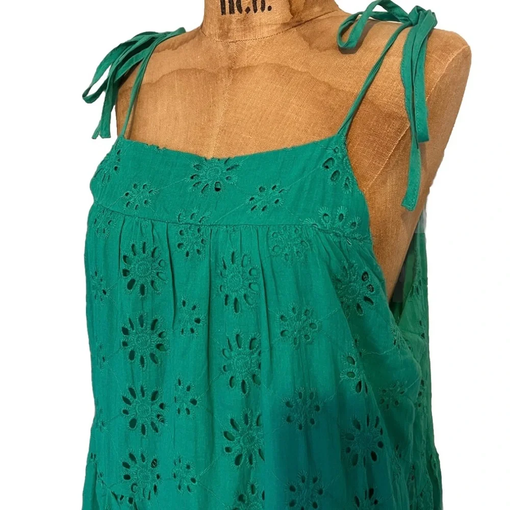 Altar'd State 100% Cotton Green Ruffled Tiered Sundress Like New! M - Picture 3 of 9